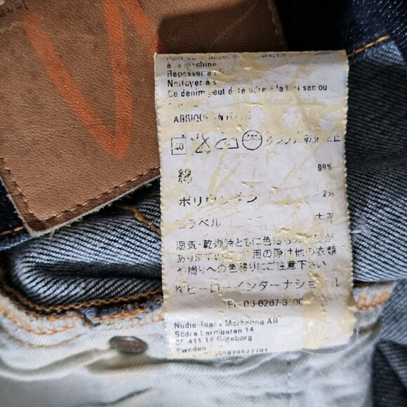 Nudie Jeans Mens 29x34 Blue Dark Straigh Leg Stretch Italy Organic Cotton Preppy - Picture 14 of 16